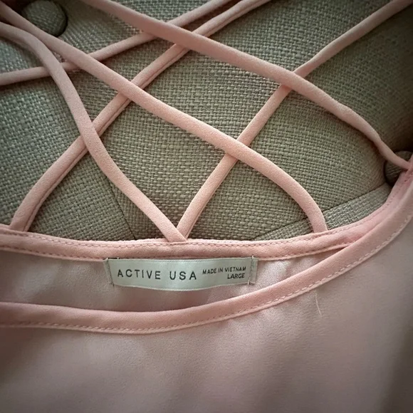 Active USA Light Pink Camisole with Crisscross Back - Picture 3 of 3